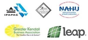 Logos of NAIPA IFAPAC, NAHU, Greater Kendall, Leap